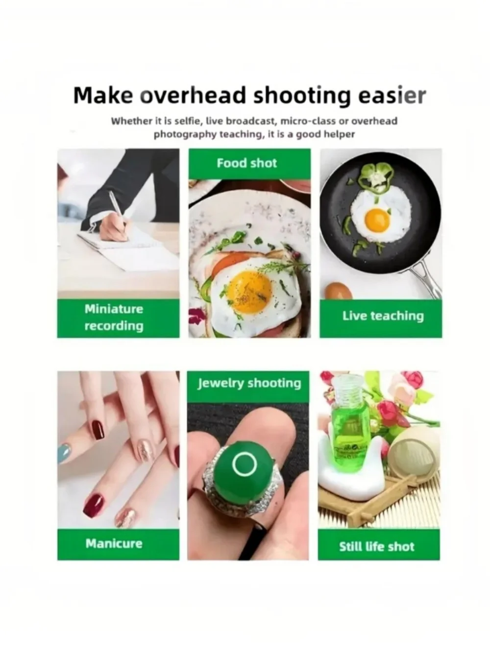 Overhead Photography Table Light Stable Base 360 Rotating With Phone Holder